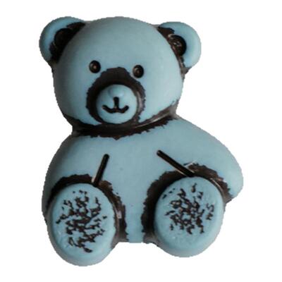 粉蓝色坐姿泰迪熊纽扣