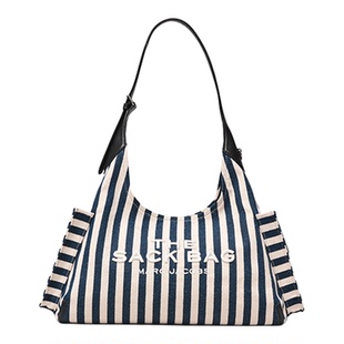 【双11折扣】MARC JACOBS/ 莫杰 SACK 中号织物条纹设计hobo包