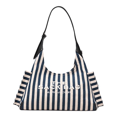 【新增折扣】MARC JACOBS/ 莫杰 SACK 中号织物条纹设计hobo包