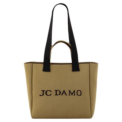 JC DAMO 2025秋冬新款飞织撞色托特包女大容量通勤包复古单肩包
