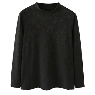 半高领打底衫女胖mm大码2025秋冬新款200斤时尚提花抓毛内搭上衣