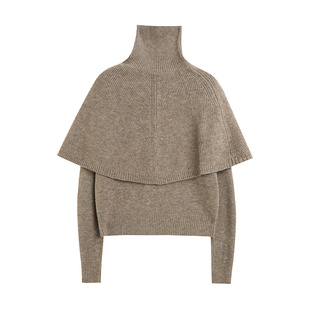 SANI奥莱新年红色两件套冬季新款气质两穿两件套斗篷针织衫毛衣女