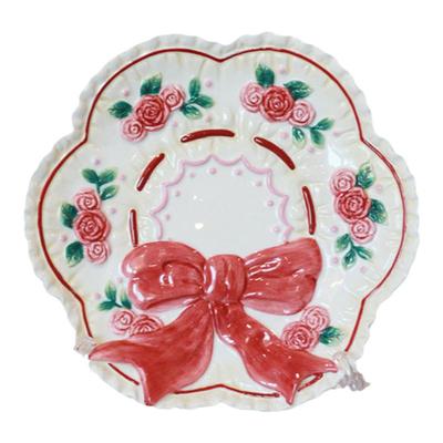 玫瑰花陶瓷点心盘菜盘复古少女心