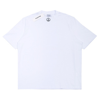 WAKEWIN潮牌宽松刺绣反战高领基础打底短袖男T恤情侣