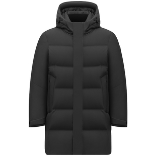 坦博尔25年冬季新款男无缝直充经典连帽中长款循环蓄暖科技羽绒服