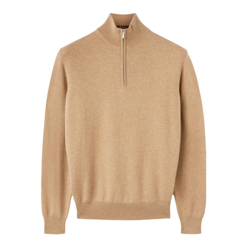 LoroPiana/诺悠翩雅男士针织衫小羊绒半开领卓越独特运动风新款