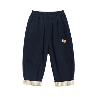 小O爸男婴童 男宝宝裤子春秋纯棉a类长裤2026新款婴儿春装休闲裤