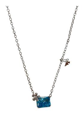 大米饰品】冰花切锆石蓝色项链小众轻奢高级感气质锁骨链2025新款