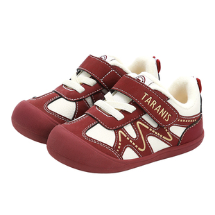 泰兰尼斯童鞋冬季加绒男女宝宝新年学步鞋马年红色保暖男女童棉鞋