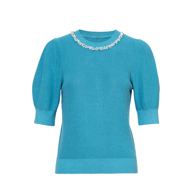 灯笼袖打底2025秋季新款法式亮钻