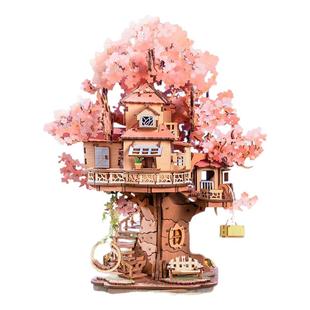 若客若来樱梦树屋手工拼装模型3d立体拼图木制diy音乐盒元旦礼物