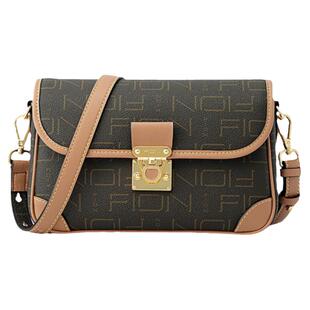 Fion/菲安妮斜挎经典老花小方包法棍包女士时尚单肩包新品女包包