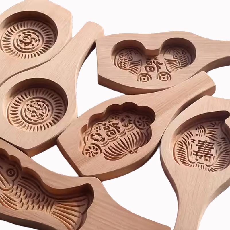 中式传统手工馒头模木模面食糕点馒头南瓜饼冰皮月饼模具木质卡子