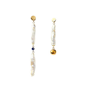 VIA途经天然淡水异形巴洛克珍珠不对称小众原创设计长款耳饰耳环