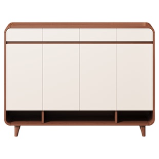 鞋柜家用门口中古风多层储物收纳柜一体靠墙防尘2026新款入户鞋架