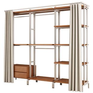 开放式衣柜落地卧室衣橱框架北欧铁艺步入式衣架金属衣帽间置物架