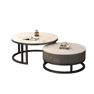 岩板茶几轻奢现代简约圆形小户型客厅家用2023新款大理石茶桌桌子