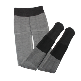 舒莉娅2512 冬季加绒加厚微压显瘦棉竖条连裤袜 保暖踩脚打底裤女