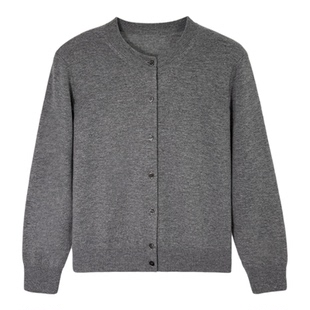 【匠心工艺】经典优雅纯色女式百分百山羊绒圆领开衫