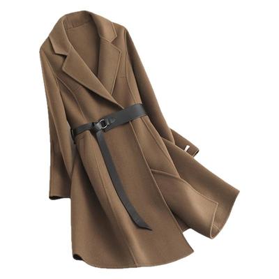 2025冬新款双面零羊绒大衣女中长款小个子收腰显瘦职业羊毛呢外套