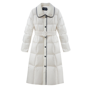 【柏林初雪】小娜椒小个子法式钉珠收腰撞色翻领设计感长羽绒服女