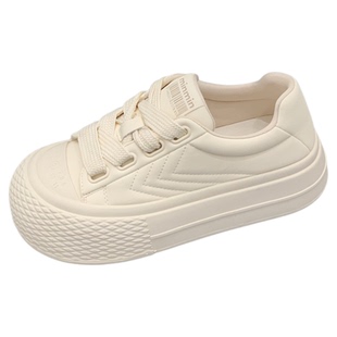 厚底真皮面包鞋女2025年秋冬百搭小白鞋女系带休闲板鞋新款运动鞋