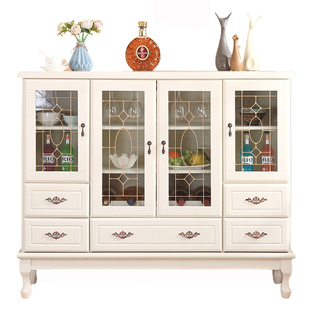 餐边柜实木美式乡情 橱柜实木质储物柜碗柜收纳柜餐柜 酒柜包邮