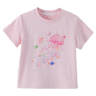 女童短袖女孩宽松休闲T恤2026夏季新款洋气儿童卡通印花半袖上衣