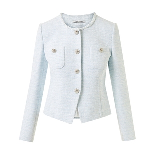 朗姿集团优雅小香风套装25春圆领收腰短外套高腰显瘦A字半裙