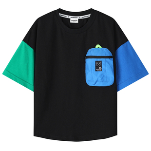 漫画家童装户外防水防污背包口袋男女童短袖上衣纯棉儿童男童