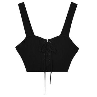 IT MSGM女装短款针织背心新品时髦辣妹绑带设计纯色修身内搭11773