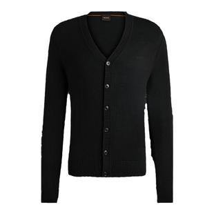 【男女同款】BOSS博斯 男士刺绣徽标羊毛混纺常规版型针织开衫