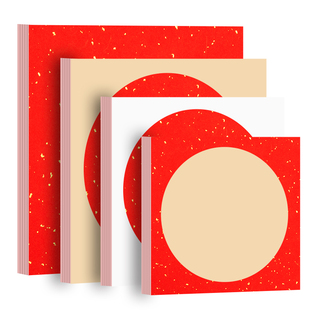 万年红洒金加厚圆形宣纸卡纸书法国画空白毛笔字专用纸半生熟水彩画软卡正方形镜片作品创作福字斗方红色卡纸