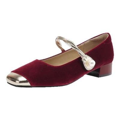 达芙妮红色单鞋女2025新款玛丽珍女鞋婚鞋新娘鞋新中式鞋子小皮鞋