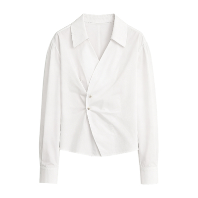 DPLAY法式一字肩修身衬衣