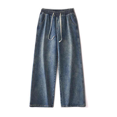 美式宽松阔腿百搭潮牌男士牛仔裤