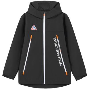 特步儿童童装男童三防科技冲锋衣运动上衣中大童加绒保暖风衣外套
