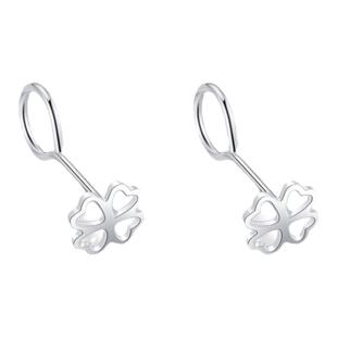 S999足银纯银弯钩耳钉耳饰养耳洞小众气质韩版免耳堵设计女款百搭