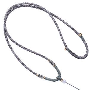 花素925银六字真言吊坠绳手工金刚结挂绳和田玉佩绳翡翠蜜蜡挂脖