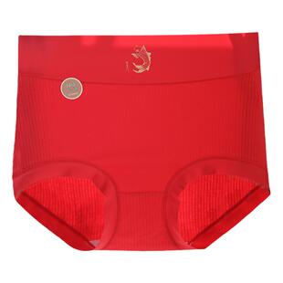 内裤女2025新款7A抗菌纯棉大码高腰大红色本命年胖mm200斤三角裤