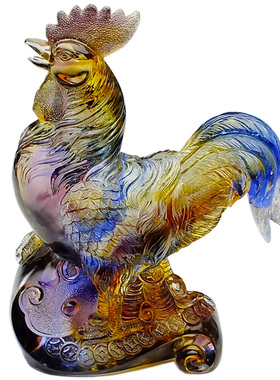 招财鸡属鸡的吉祥物摆件琉璃公鸡