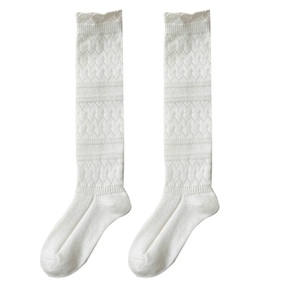 日系复古镂空羊毛小腿袜长筒靴袜