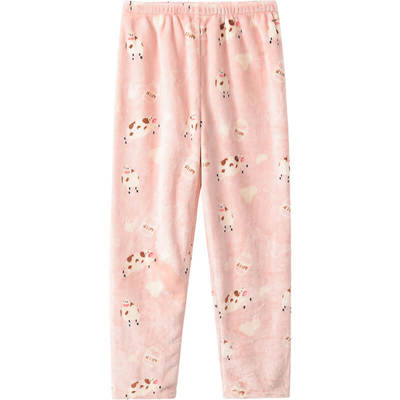 女珊瑚绒保暖加厚卡通法兰绒睡裤