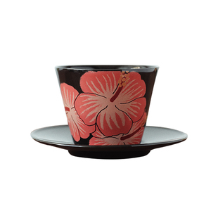 原创日式复古花语猪口杯拿铁拉花咖啡杯子250ml高级感下午茶杯碟