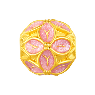 周大福SOINLOVE「宝藏女孩」粉色绣球花黄金足金转运珠38节礼物