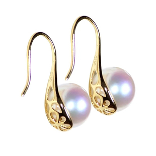 周格格18K金高跟鞋耳钩空托加厚耳钩黄金玫瑰K金珍珠耳环diy配件