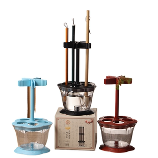 免洗笔架笔挂新款多功能免洗五孔洗笔神器毛笔挂架洗笔架洗笔器润笔器保湿器书法笔洗架毛笔架润笔架防干挂笔