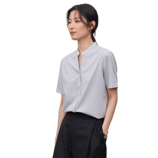 宿·色V领衬衫女职业装正装短袖工作服上衣显瘦公务员面试衬衣