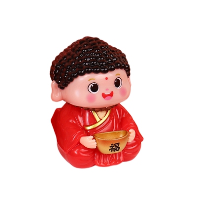 太阳能自动点头小和尚车载摆件