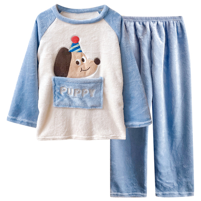 名侦探柯南法兰绒睡衣男童秋冬薄款中大童男孩青少年珊瑚绒家居服